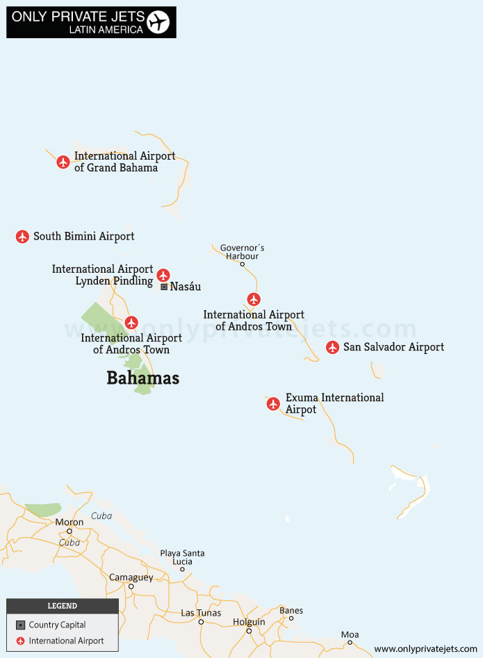 Bahamas private jet airports map