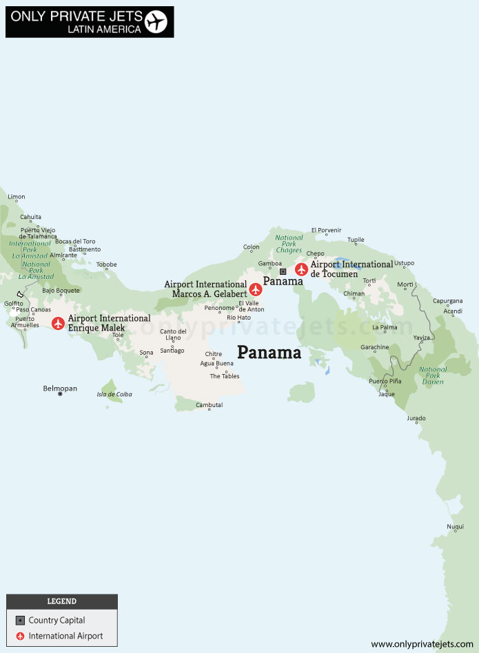 Panama private jet airports map