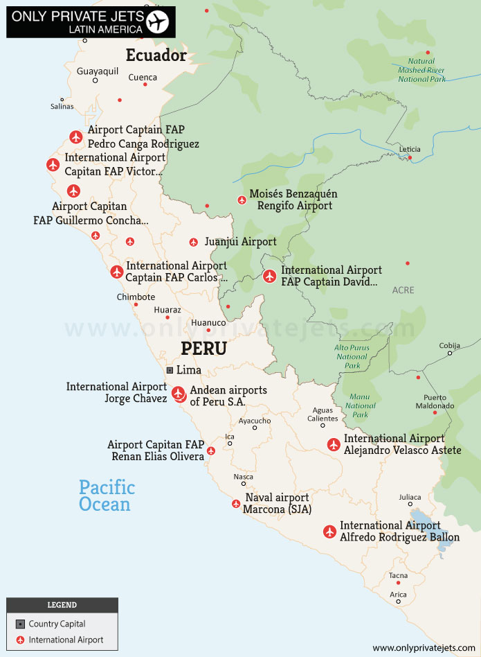 Peru private jet airports map