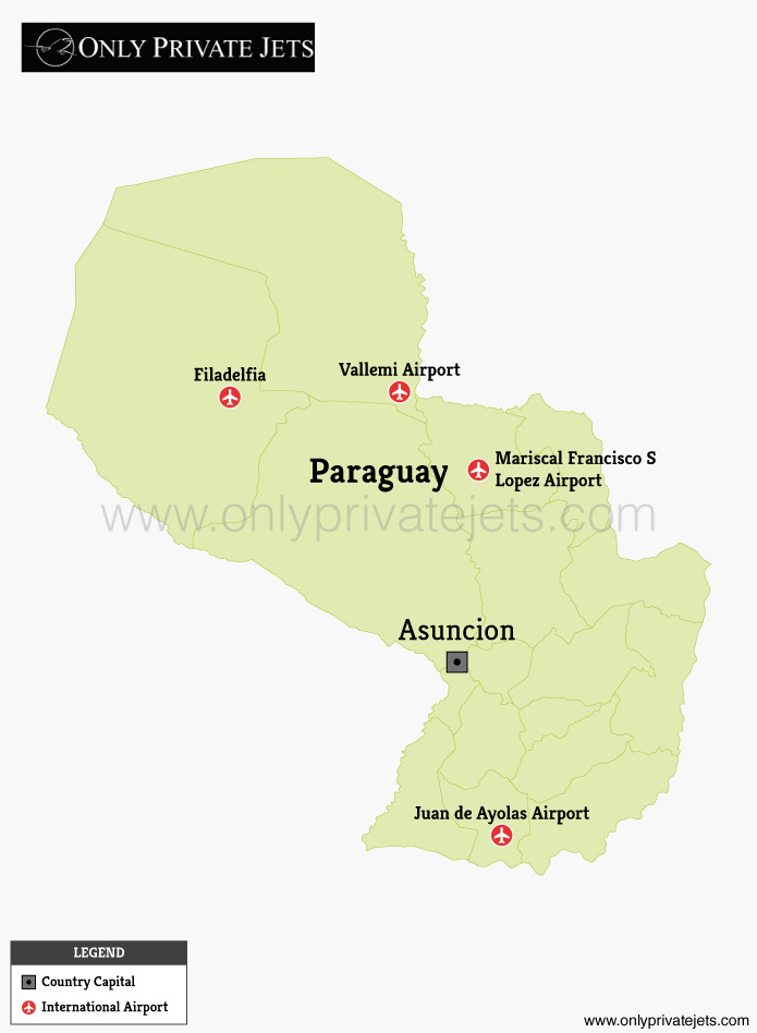 Paraguay private jet airports map